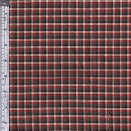 TEXTILE CREATIONS Textile Creations RW0143 Rustic Woven Fabric; Micro Plaid Green; Black And Wine; 15 yd. RW0143